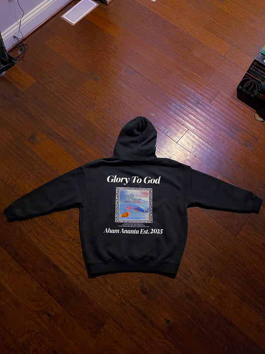 [Glory To God] Oversize Fleece Hoodie - Black